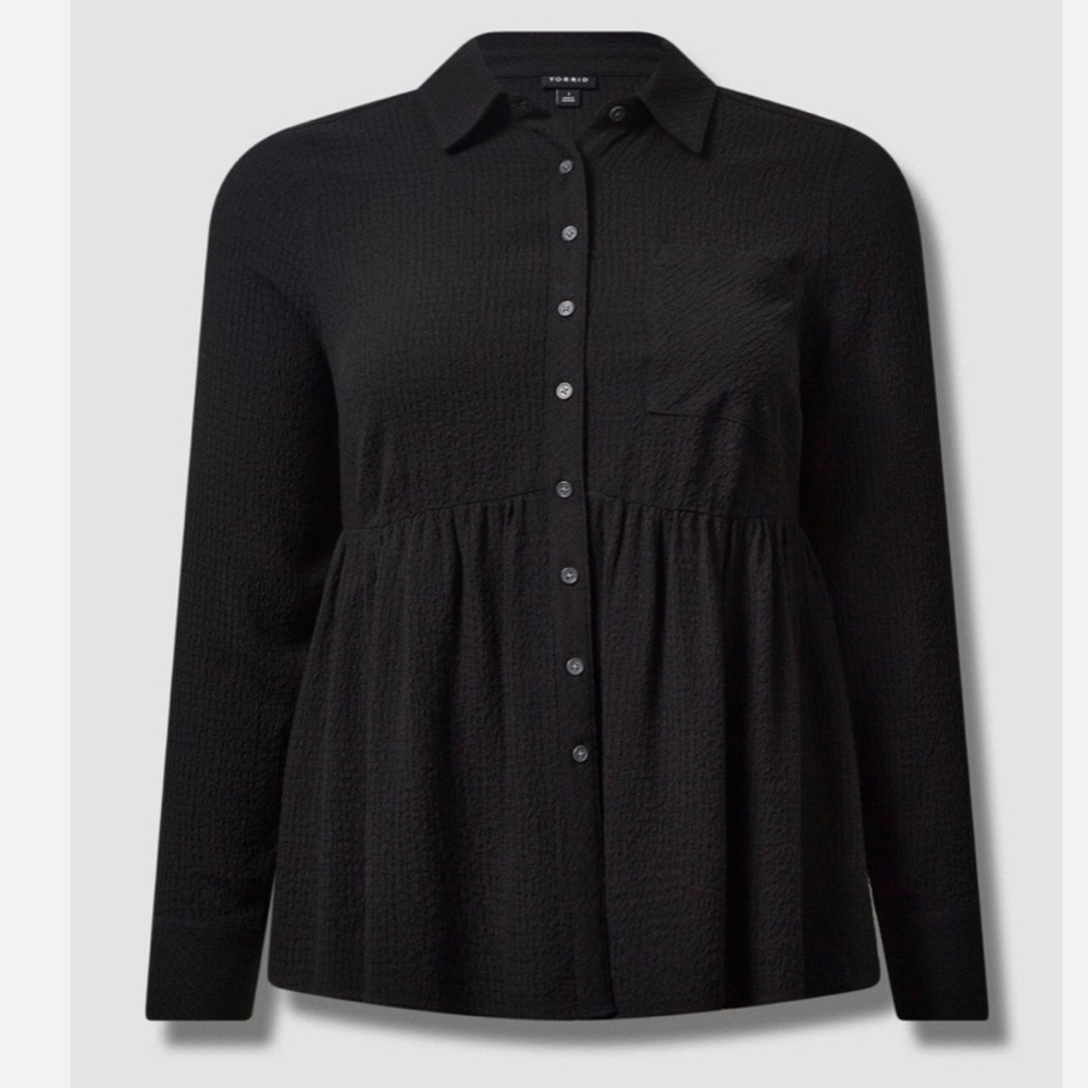 NWT Torrid Peplum Crinkle Flannel Gauze Button Up Top